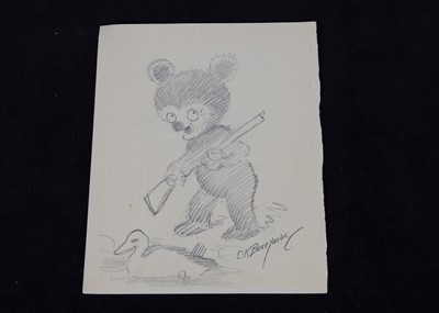 Lot 7 - A rare Clifford Berryman pencil sketch of Bevo bear