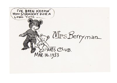 Lot 10 - A rare original Clifford Berryman place card for Mrs Berryman