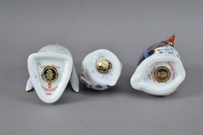 Lot 78 - Three Royal Crown Derby bone china paperweights