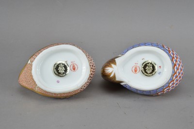 Lot 79 - Two Royal Crown Derby bone china paperweights