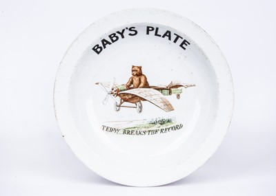 Lot 29 - A German Baby’s Plate with flying Teddy Bear circa 1908