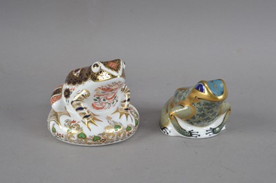 Lot 81 - Two Royal Crown Derby bone china frogs