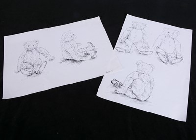 Lot 65 - Five original pen and ink studies of Boots in previous lot