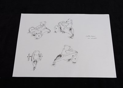 Lot 148 - An original pen and ink studies of the Schuco roller Teddy Bear in previous lot