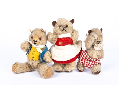 Lot 166 - A rare Chad Valley The Three Bears Teddy Bears, 1930s