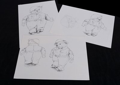 Lot 171 - Five original pen and ink studies of the Chiltern Homeguard Teddy Bear in previous lot