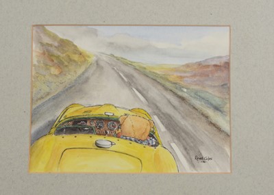 Lot 210 - A Revel Coles original illustration of a Teddy Bear driving a spots car