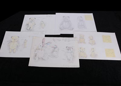 Lot 215 - Seven pencil artist Teddy Bear and animal designs by Hisa Kato