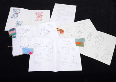 Lot 220 - Three pencil and coloured pencil artist Teddy Bear designs by Hisa Kato