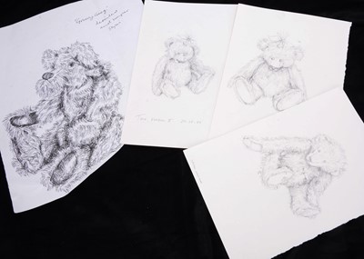 Lot 222 - Three pencil sketches of artist Teddy Bears