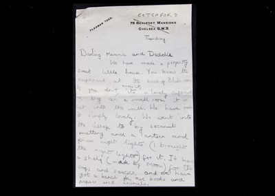 Lot 238 - 1931 Anne Darlington letter to her parents mentioning her friend Blue (family nickname for A.A. Milne) and Moon (family nickname for Christopher Robin)