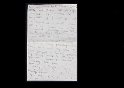 Lot 238 - 1931 Anne Darlington letter to her parents mentioning her friend Blue (family nickname for A.A. Milne) and Moon (family nickname for Christopher Robin)