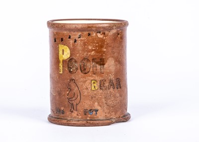 Lot 239 - A unique Winnie the Pooh ‘Hunny’ pot decorated by Christopher Robin Milne for his nanny Olive Brockwell