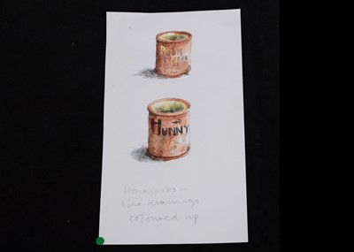 Lot 240 - Two original pen and ink studies of Christopher Robin’s hunny pot in previous lot