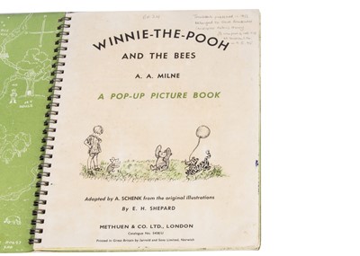 Lot 243 - A Winnie the Pooh and The Bees by A.A. Milne pop-up book from Olive Brockwell (Christopher Robin’s nanny) collection, 1953