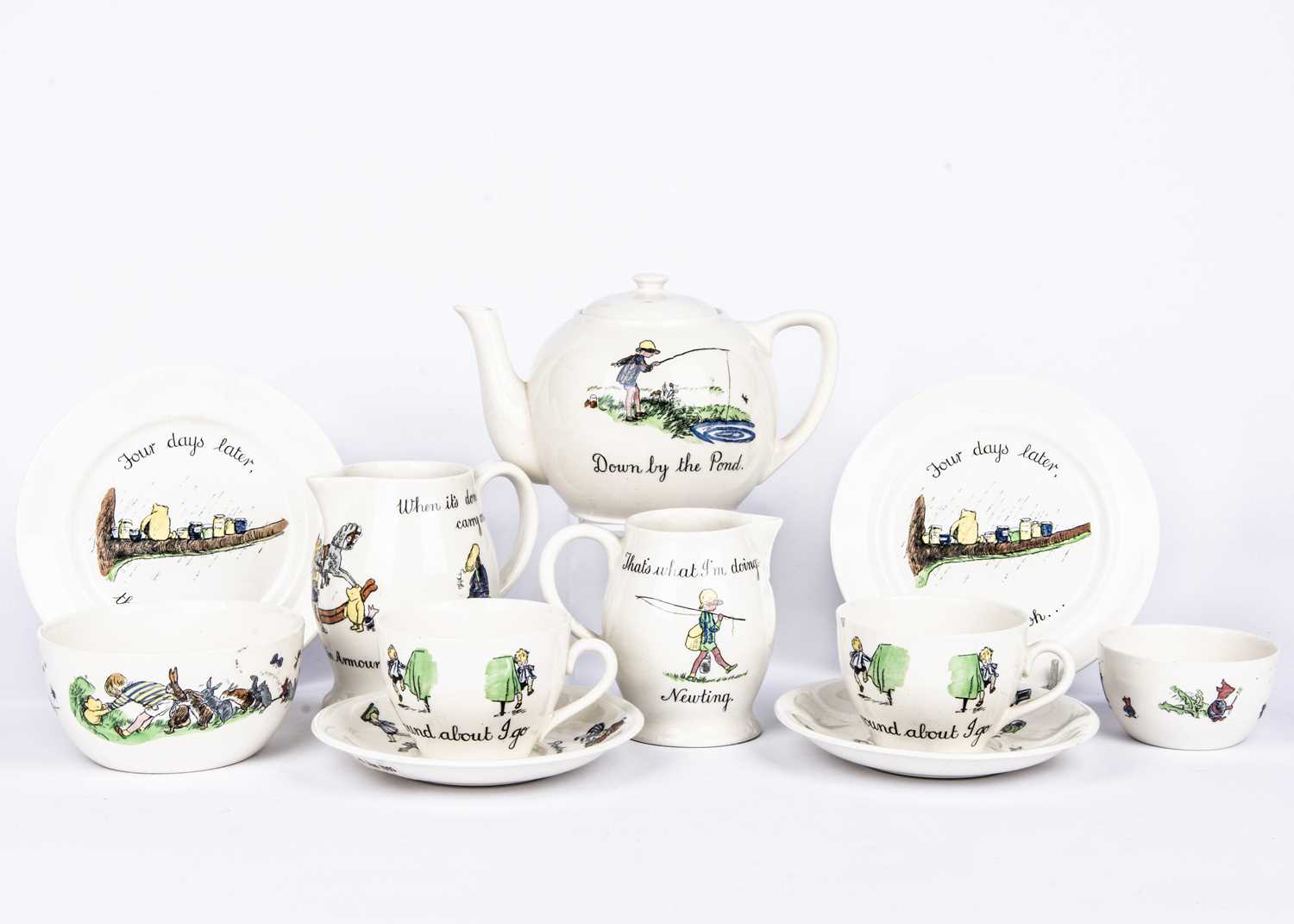 Lot 244 - A rare Ashstead Pottery Pooh tea set from the Olive Brockwell (Christopher Robin’s nanny) collection