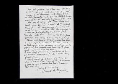 Lot 248 - An important Ernest Shepard letter and Teddy Growler drawing