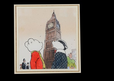 Lot 274 - A Jon Davis original pen, ink and watercolour Rupert Bear illustration, 1986