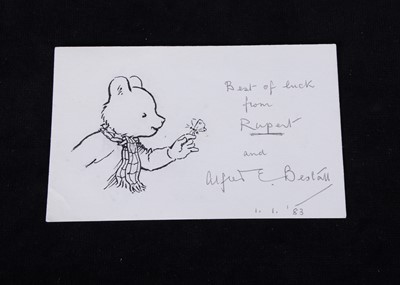 Lot 276 - A rare Alfred Bastall Rupert Bear sketch and signature