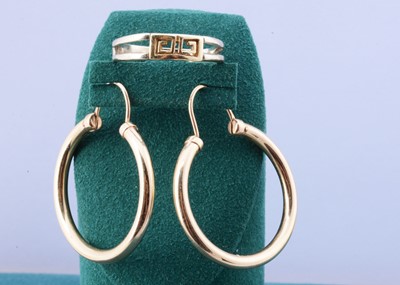 Lot 1 - A pair of 14ct gold hoop earrings