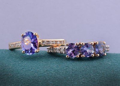 Lot 24 - Two 9ct gold tanzanite and gem set dress rings