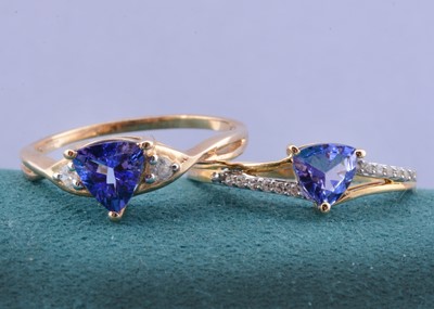 Lot 26 - Two 9ct gold tanzanite and gem set dress rings