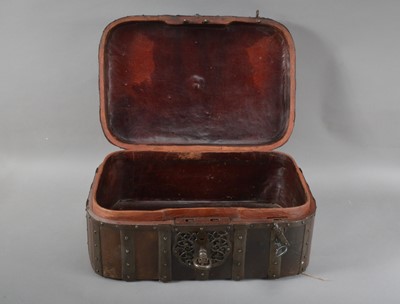 Lot 125 - An 18th century continental wooden Iron Bound Strong box