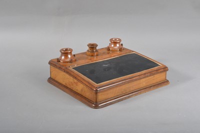 Lot 126 - A 19th century olivewood and stoneware inkwell