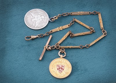 Lot 69 - A gilt metal double albert watch chain