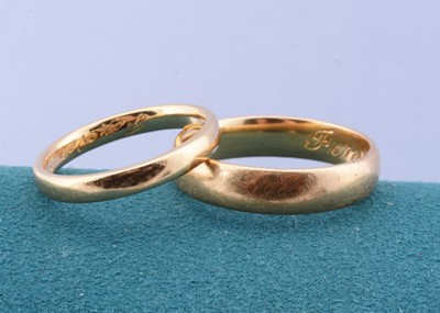 Lot 78 - Two continental yellow metal wedding bands