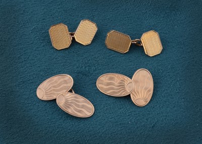 Lot 83 - Two pairs of 9ct gold cufflinks