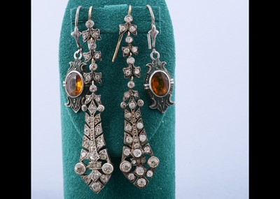 Lot 85 - A pair of paste set drop earrings