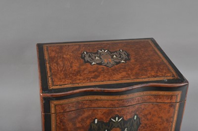 Lot 131 - A regency burr walnut veneered ebonised and boxwood inlaid decanter box
