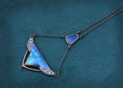 Lot 127 - A Charles Horner silver and enamel pendant and necklace