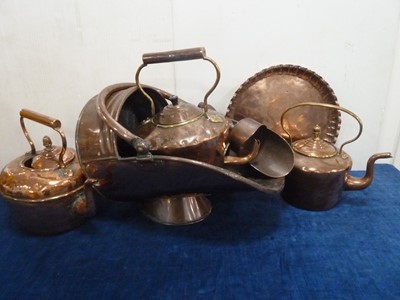 Lot 134 - Three Victorian copper kettles