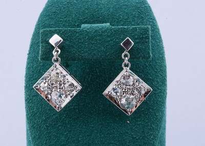 Lot 157 - A pair of converted diamond drops