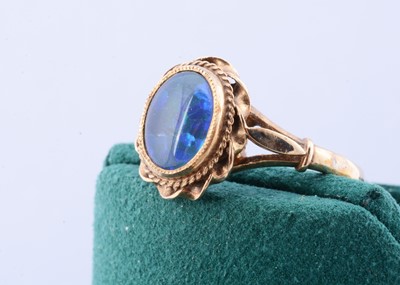 Lot 178 - A 9ct gold black opal dress ring