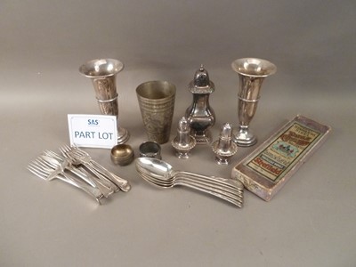 Lot 138 - A collection of silver plated flatware and other items and a silver napkin ring