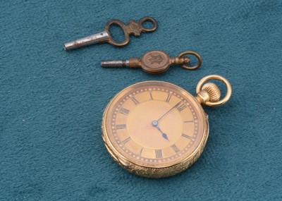 Lot 191 - A 19th Century lady's 18ct gold open faced fob watch