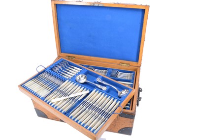 Lot 290 - A Fine Harlequin Victorian and later Silver Canteen of Cutlery, retailed by Mappin & Webb