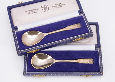 Lot 307 - Two Boxed Isle of Man Silver Spoons, by Charles Alexander