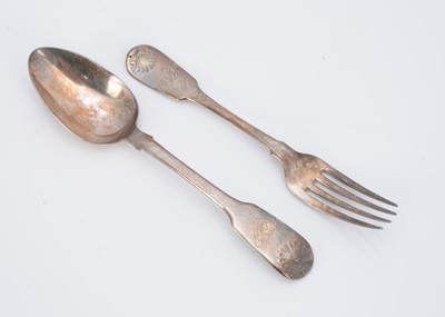 Lot 316 - A William IV Silver Christening Spoon and Folk Set by James Wintle, London 1833