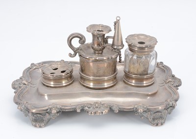 Lot 326 - A William IV silver ink well stand by Matthew Boulton