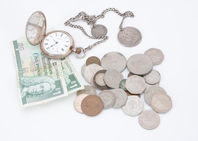 Lot 371 - An Edwardian silver full hunter pocket watch and chain