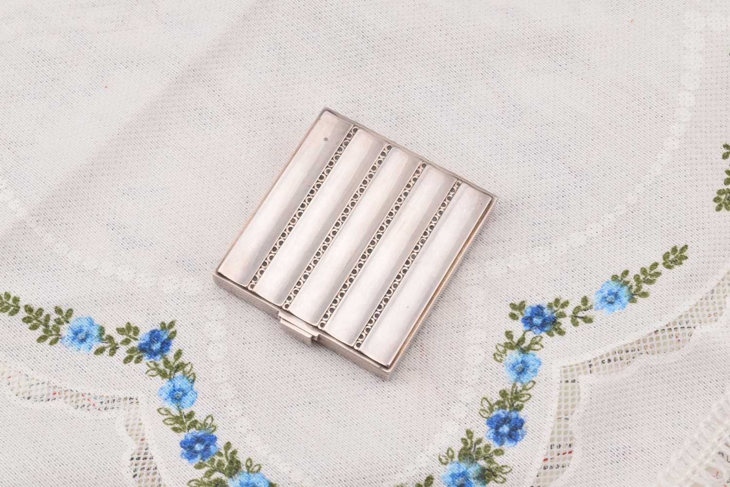 Lot 434 - A Georg Jensen and Wendel Sterling marked square compact