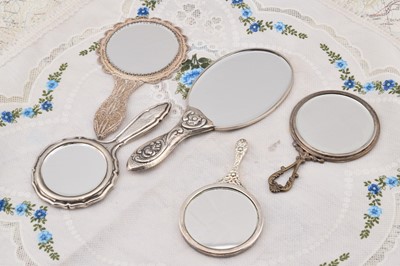 Lot 435 - Silver and silver plate hand mirrors