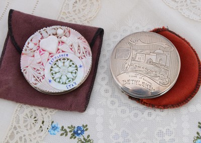 Lot 471 - Two circular Bethlehem souvenir compacts