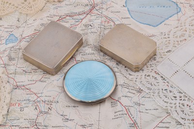 Lot 490 - Three Art Deco Austrian silver painted enamel decorated compacts