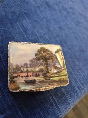 Lot 490 - Three Art Deco Austrian silver painted enamel decorated compacts