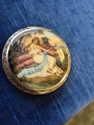 Lot 490 - Three Art Deco Austrian silver painted enamel decorated compacts